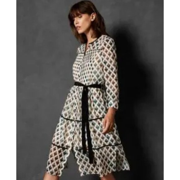 Ted Baker Colour By Number Ria Heart Print Shirt Dress - Picture 1 of 8